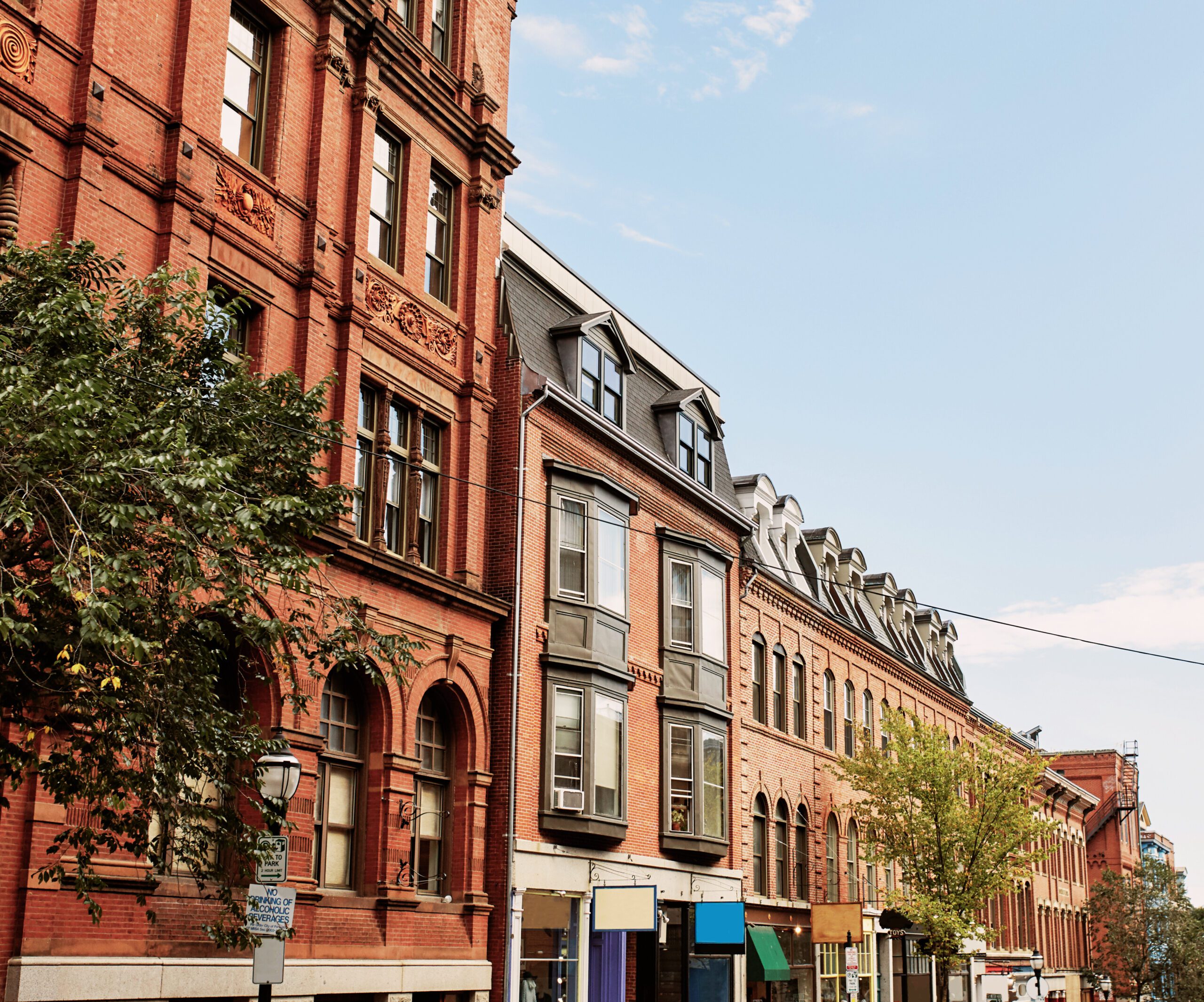 Commercial Stores and Restaurants in Historic Old Port District of Portland, Maine. Maine, USA – Edited